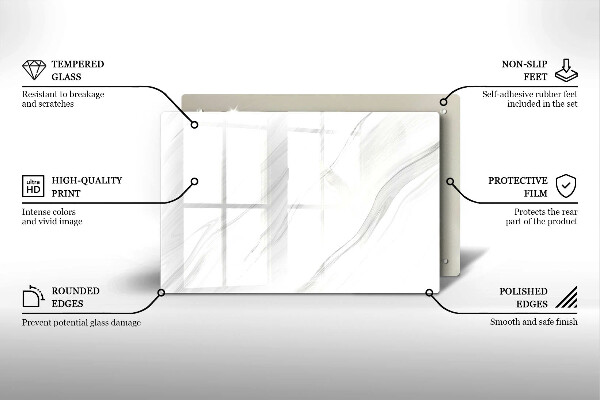 Steklena podloga za rezanje Nežen marmor