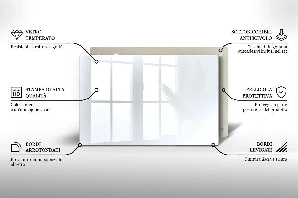 Steklena podloga za rezanje Bela barva