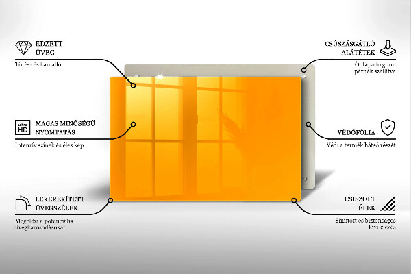 Steklena podloga za rezanje Temno rumene barve