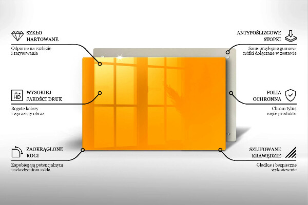 Steklena podloga za rezanje Temno rumene barve