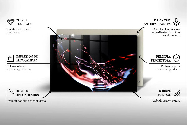 Steklena podloga za rezanje Kozarec rdečega vina