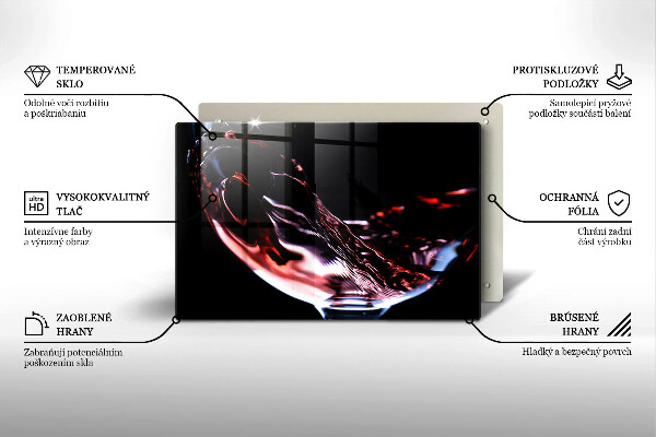 Steklena podloga za rezanje Kozarec rdečega vina