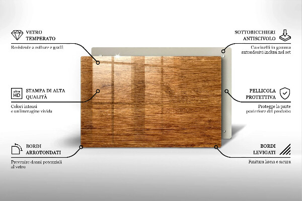 Steklena podloga za rezanje Tekstura lesene plošče