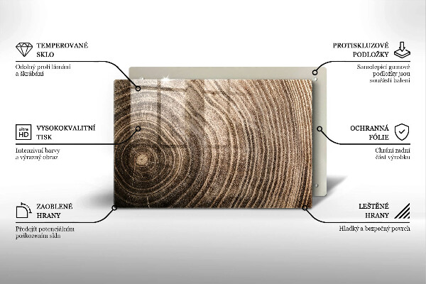 Steklena podloga za rezanje Leseni obroči