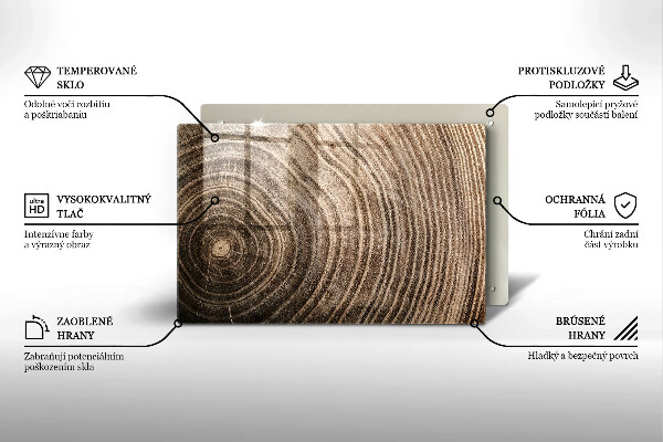 Steklena podloga za rezanje Leseni obroči