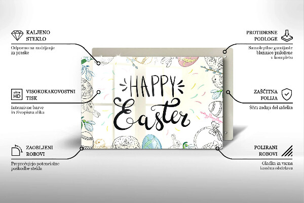 Steklena podloga za rezanje Happy Easter
