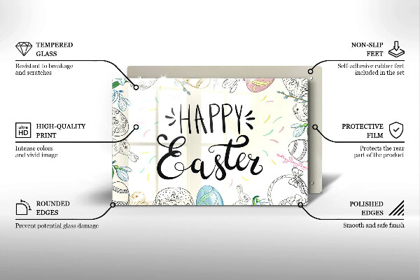 Steklena podloga za rezanje Happy Easter