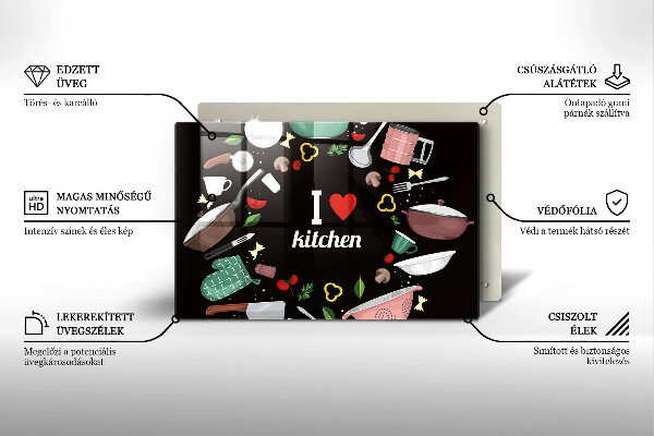 Steklena podloga za rezanje Ilustracija Obožujem kuhinjo