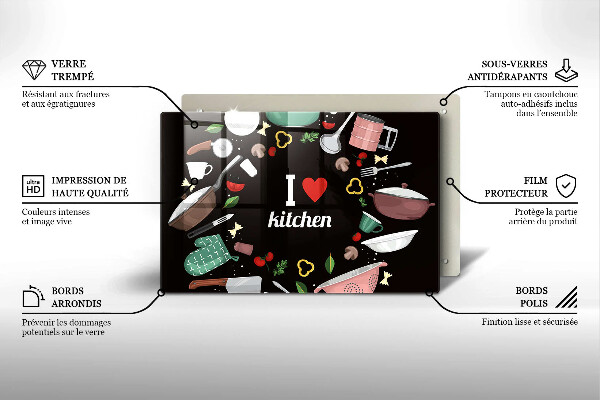Steklena podloga za rezanje Ilustracija Obožujem kuhinjo