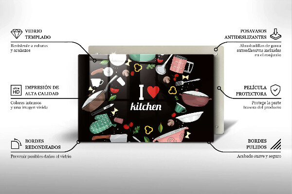 Steklena podloga za rezanje Ilustracija Obožujem kuhinjo
