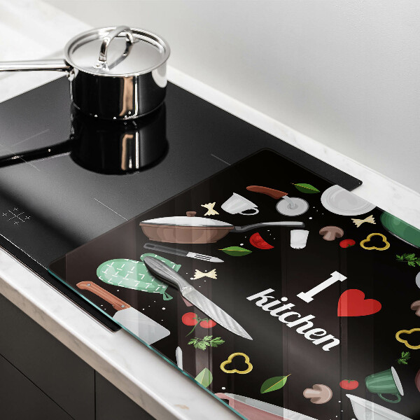 Steklena podloga za rezanje Ilustracija Obožujem kuhinjo