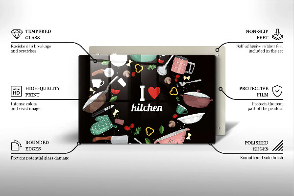 Steklena podloga za rezanje Ilustracija Obožujem kuhinjo
