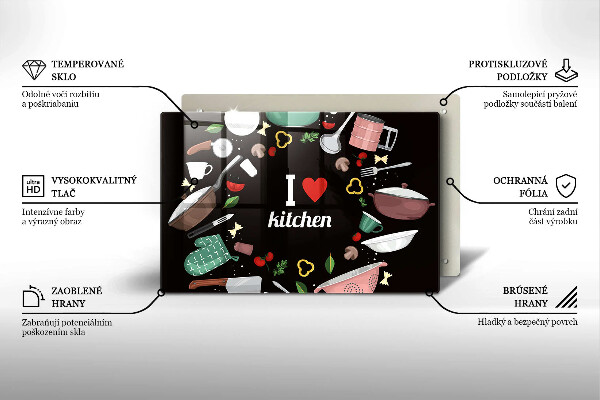 Steklena podloga za rezanje Ilustracija Obožujem kuhinjo