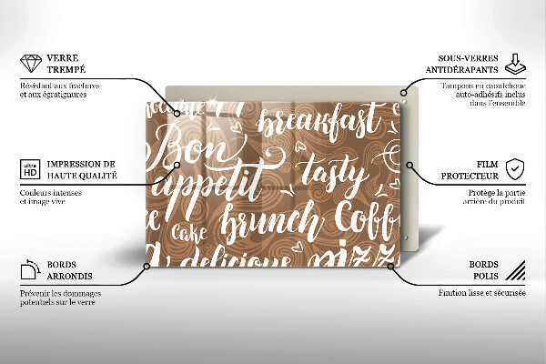 Steklena podloga za rezanje Bon appetit podnapisi