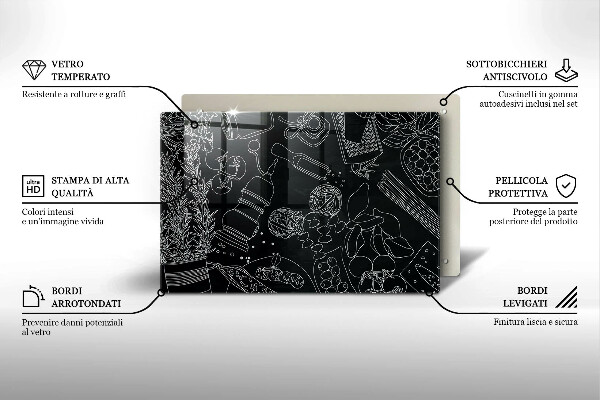 Steklena podloga za rezanje Kuhinjski dodatki
