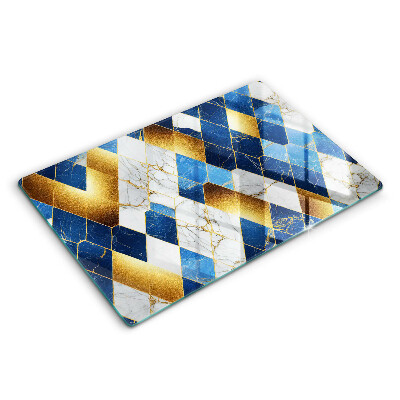 Steklena podloga za rezanje Zlati marmorni rombi