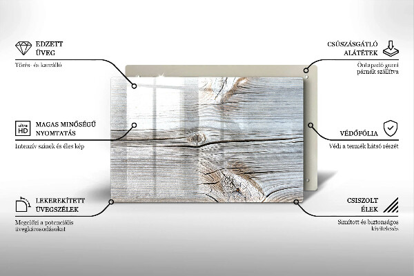 Steklena podloga za rezanje Svetla lesena struktura