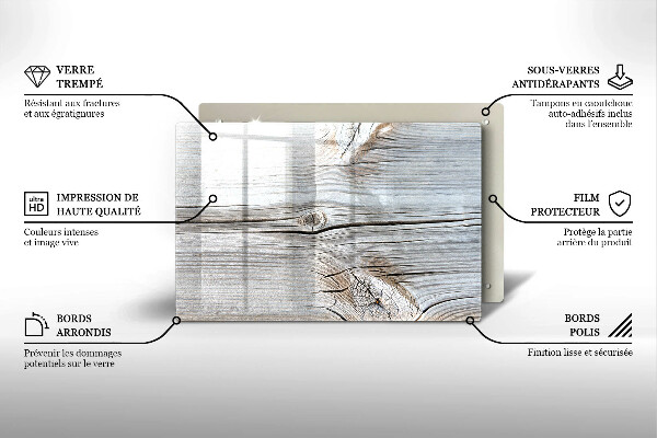 Steklena podloga za rezanje Svetla lesena struktura