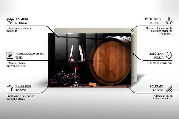Steklena podloga za rezanje Kozarec za vino v sodu