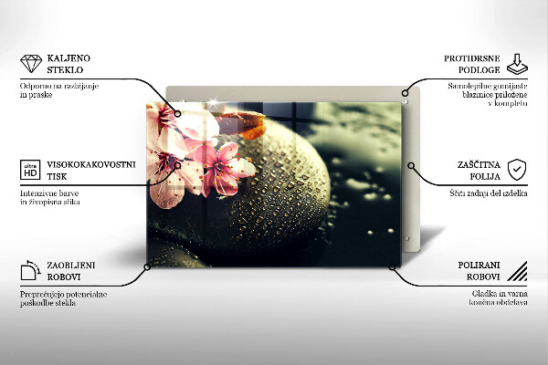 Steklena podloga za rezanje Rože zen kamni