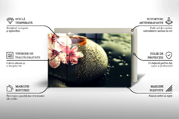 Steklena podloga za rezanje Rože zen kamni