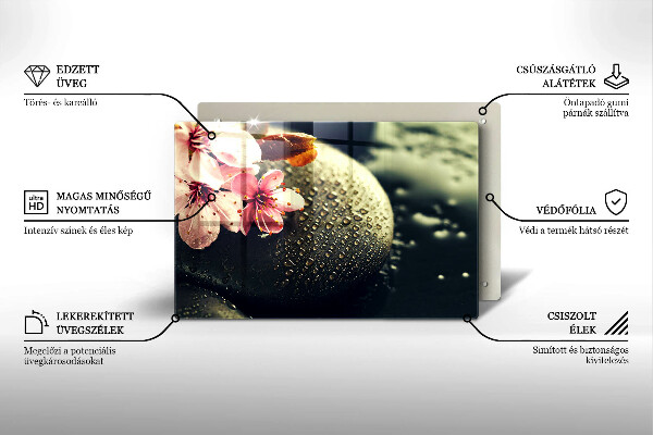Steklena podloga za rezanje Rože zen kamni