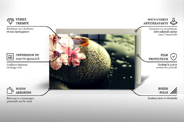 Steklena podloga za rezanje Rože zen kamni