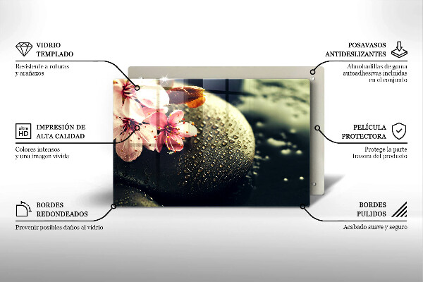 Steklena podloga za rezanje Rože zen kamni