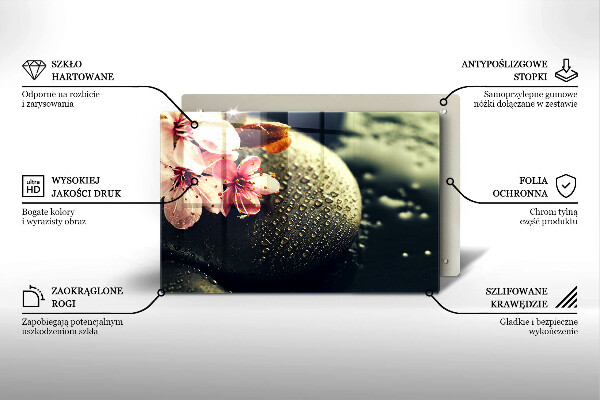 Steklena podloga za rezanje Rože zen kamni