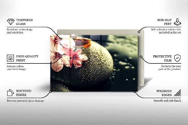 Steklena podloga za rezanje Rože zen kamni