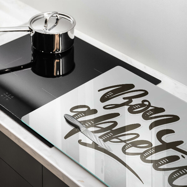 Steklena podloga za rezanje Napis Bon Appetit