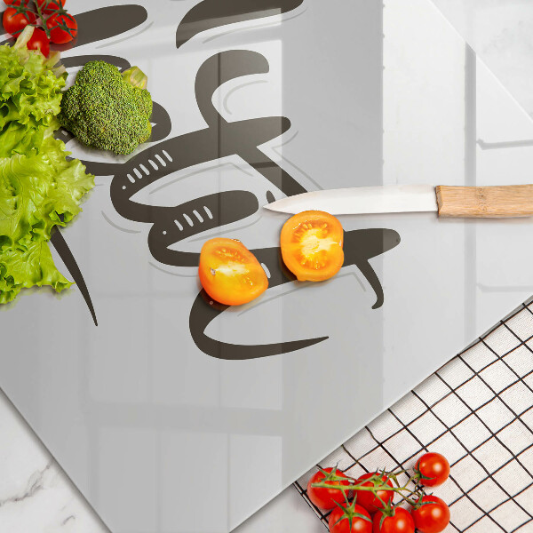Steklena podloga za rezanje Napis Bon Appetit