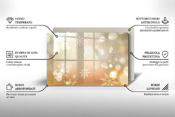 Steklena podloga za rezanje Snežinke