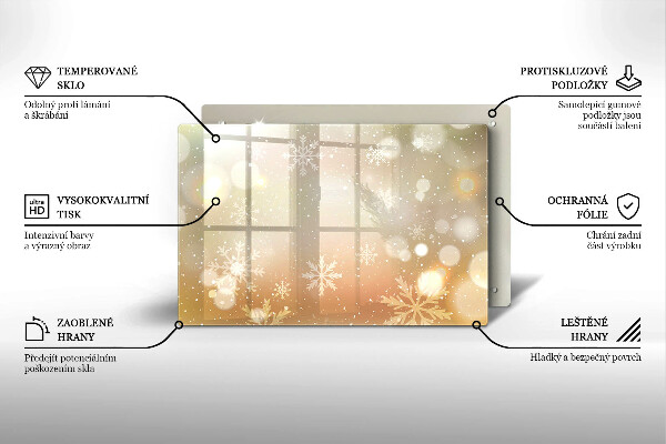 Steklena podloga za rezanje Snežinke