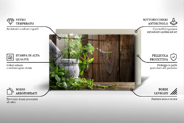 Steklena podloga za rezanje Zelena zelišča