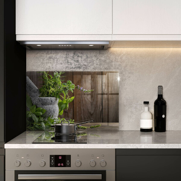 Steklena podloga za rezanje Zelena zelišča