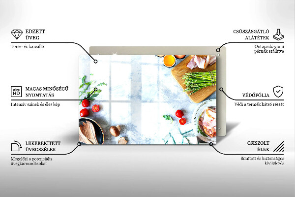 Steklena podloga za rezanje Sestavine v kuhinji