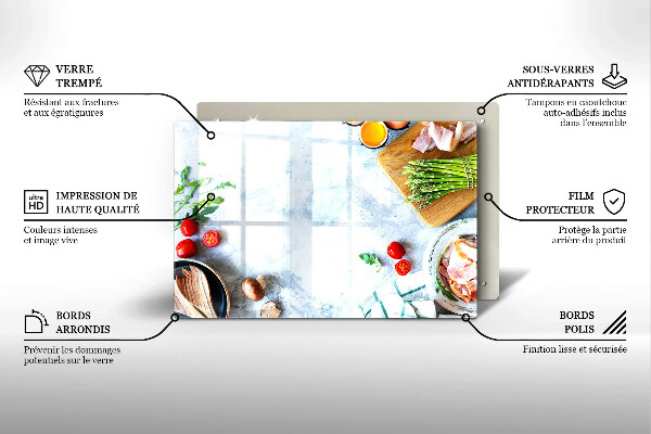 Steklena podloga za rezanje Sestavine v kuhinji