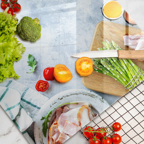 Steklena podloga za rezanje Sestavine v kuhinji