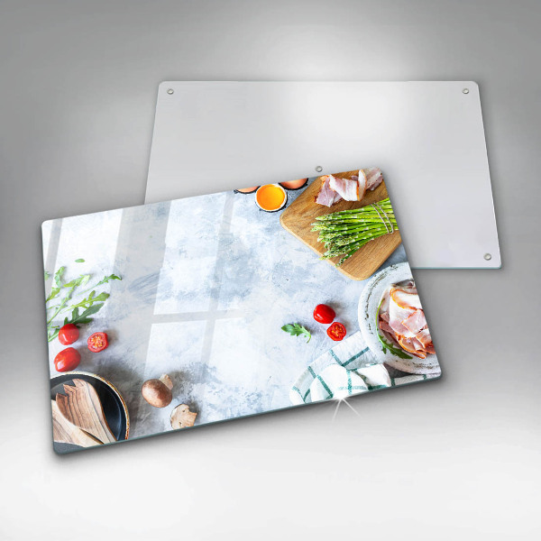 Steklena podloga za rezanje Sestavine v kuhinji