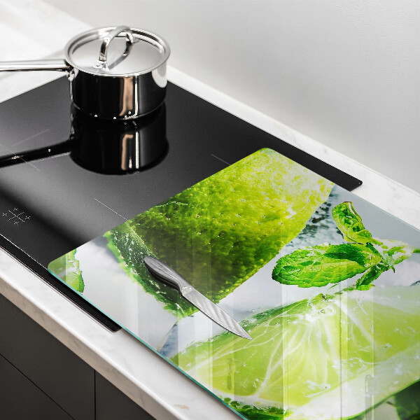 Steklena podloga za rezanje Voda z limeto in ledom