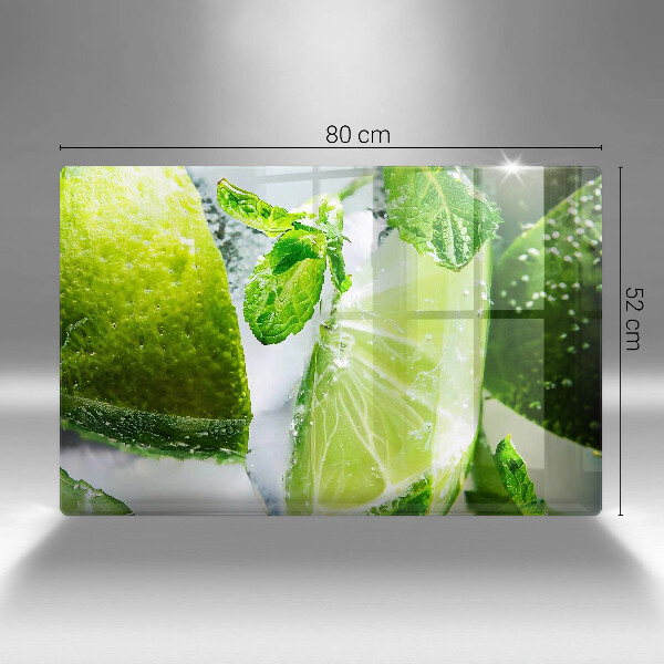 Steklena podloga za rezanje Voda z limeto in ledom