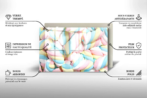 Steklena podloga za rezanje Pisani marshmallows