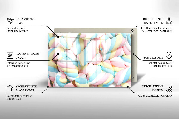 Steklena podloga za rezanje Pisani marshmallows