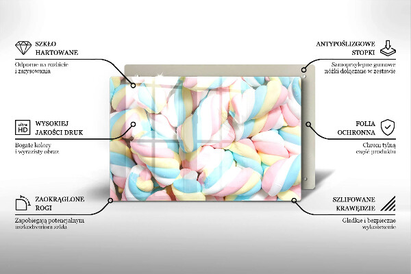 Steklena podloga za rezanje Pisani marshmallows
