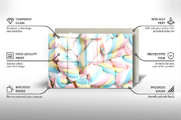 Steklena podloga za rezanje Pisani marshmallows