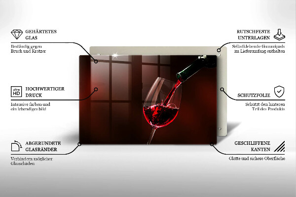Steklena podloga za rezanje Kozarec vina