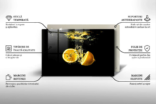 Steklena podloga za rezanje Sočno sadje limone