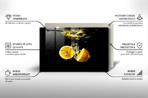 Steklena podloga za rezanje Sočno sadje limone