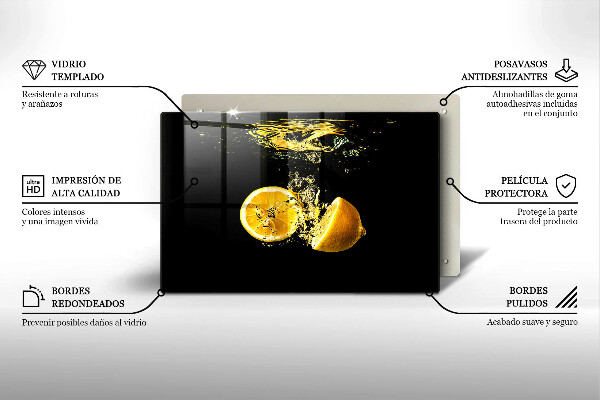 Steklena podloga za rezanje Sočno sadje limone